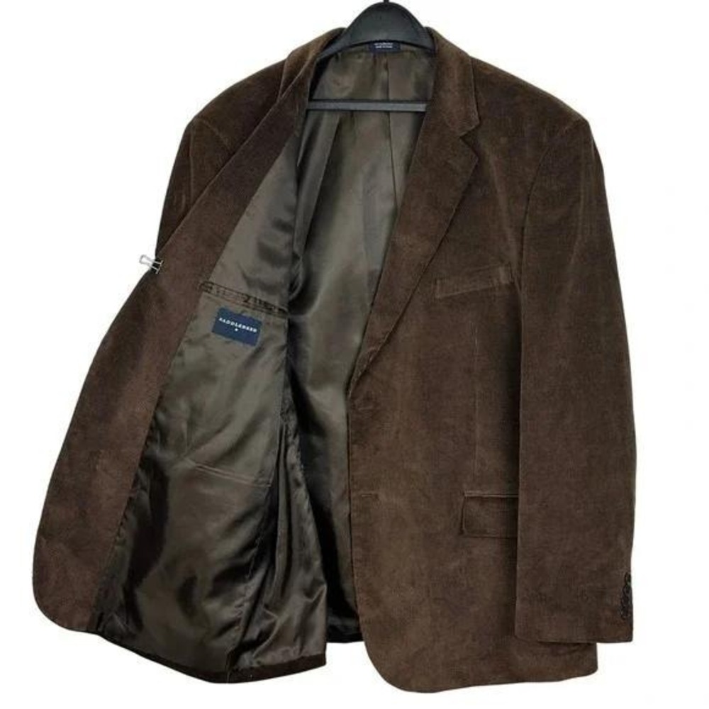 Saddlebred Blazer Mens 50R Sport Coat Brown Corduroy Cotton Lined EUC